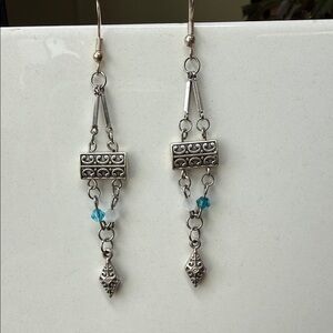 Elegant Silver and Blue Dangle Earrings